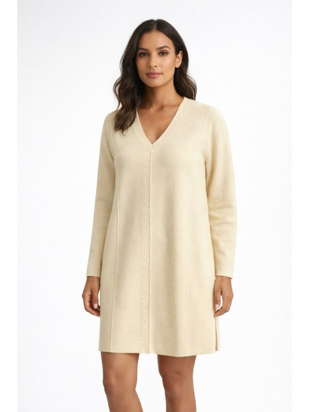 REISS Womens Size Medium Cream Sweater Dress Long Sleeve Stretch